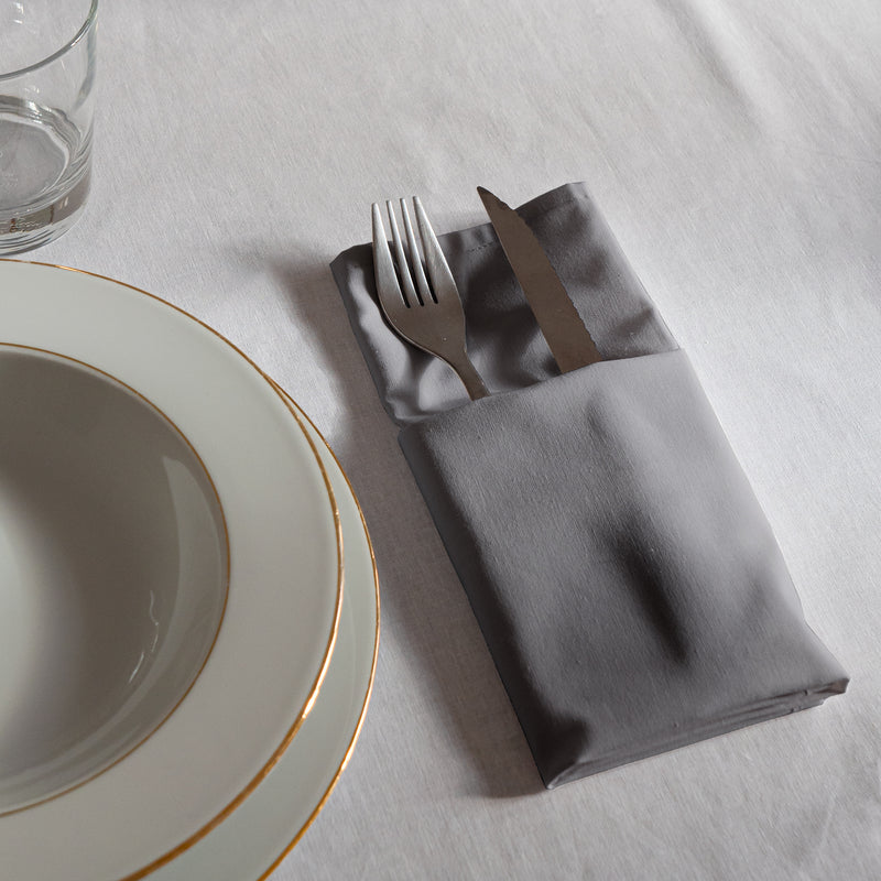Dejorine - Serviette de table en Coton - Teinte Reflet d'ardoise - Couleur Gris Souris