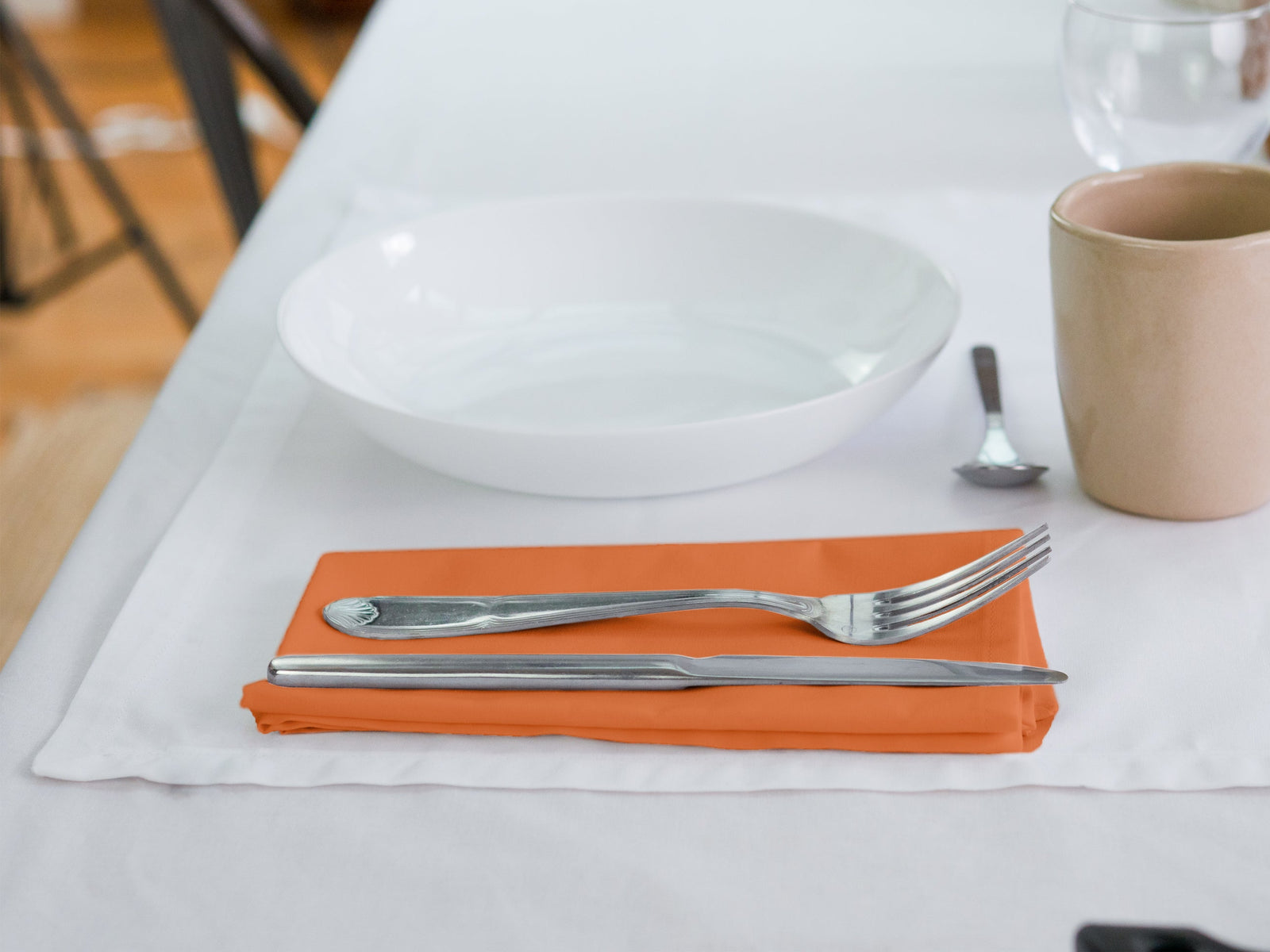 Dejorine - Serviette de table en Coton - Teinte Mandarine impériale - Couleur Orange