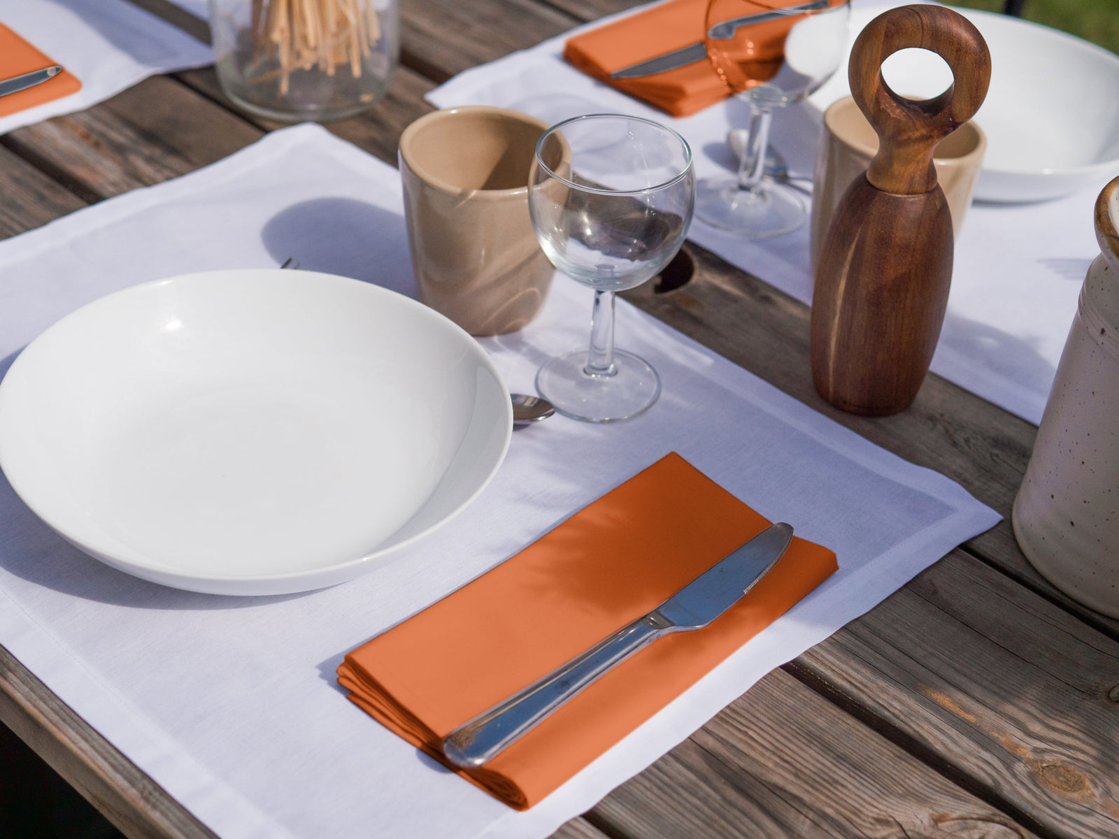 Dejorine - Serviette de table en Coton - Teinte Mandarine impériale - Couleur Orange