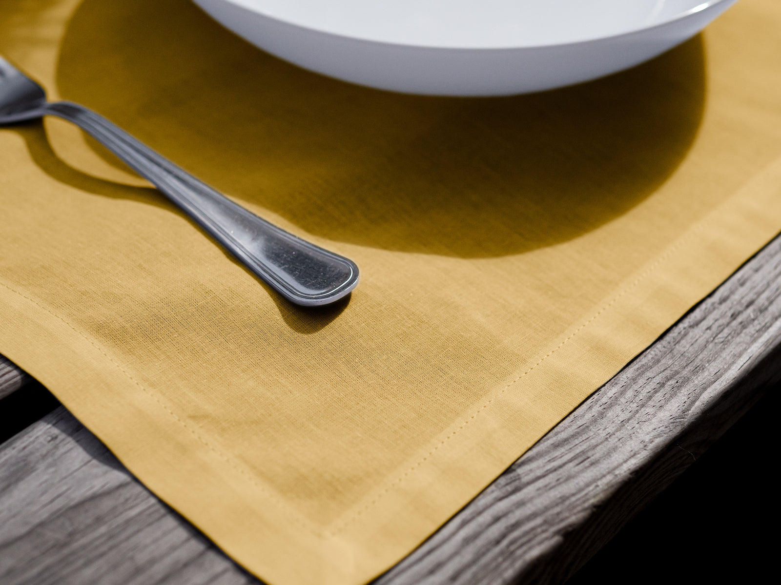 Dejorine - Set de table en Coton - Teinte Ambre doré - Couleur Jaune