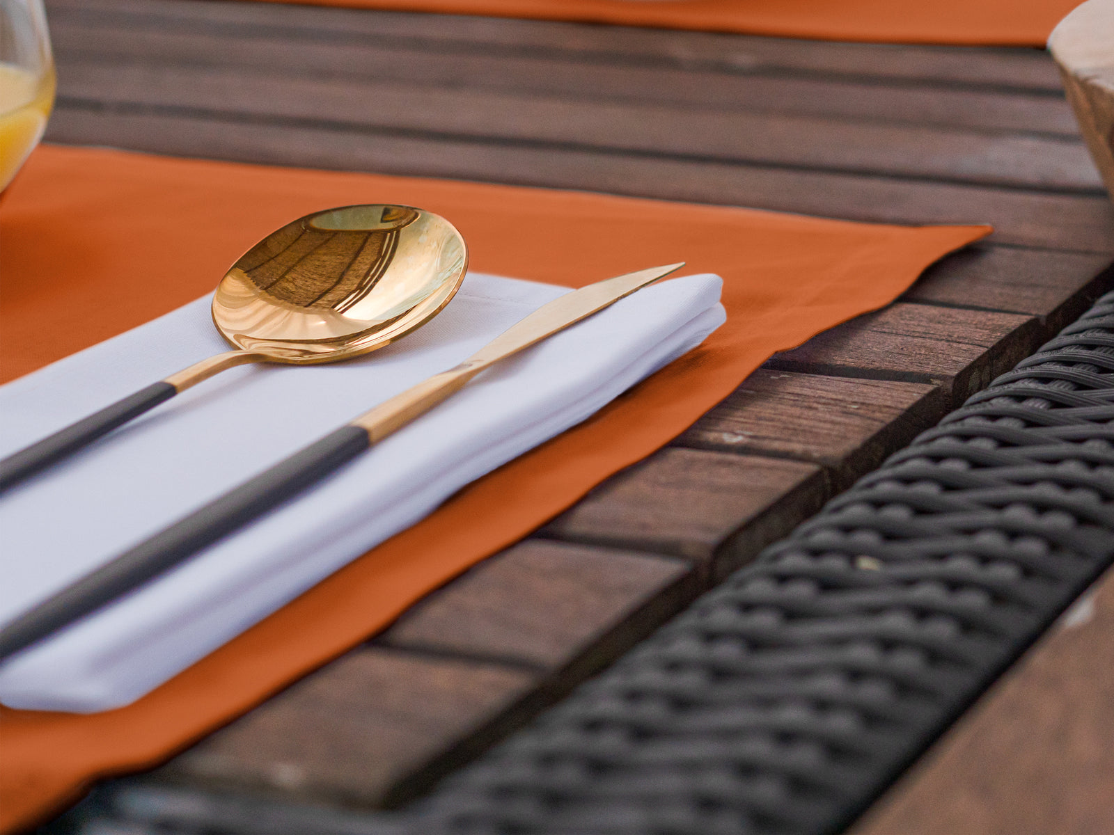 Dejorine - Set de table en Coton - Teinte Mandarine impériale - Couleur Orange