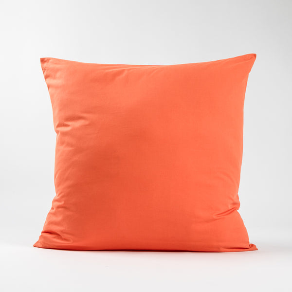 Taie d'oreiller carrée en coton 57 fils/cm² orange tissée en France - Made in France - Dejorine